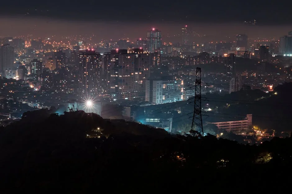 타이베이 중심부 호텔 객실에서 본 야경