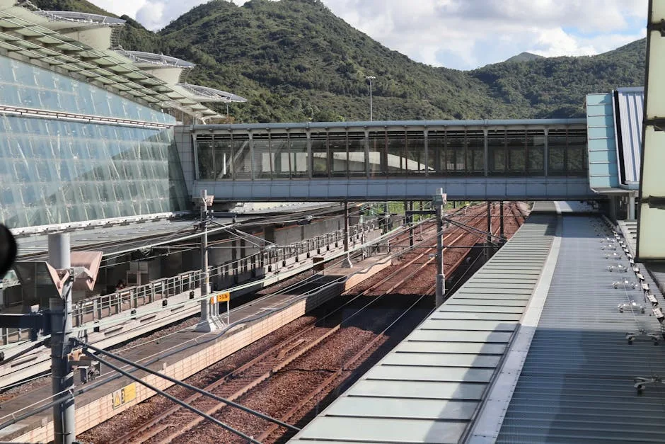 홍콩 국제공항 익스프레스 플랫폼과 열차